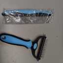 Docrok Pet Grooming Combo - Blue Deshedding Brush with Metal Comb for Detangling and Dematting Long, Matted Fur on Cats and Dogs