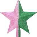 Sosation Christmas Witch Pink and Green Glitter Star Tree Topper Ornaments Witch and Princess Bethlehem Star Xmas Tree Decorative for Halloween Christmas Wizard Party Decoration