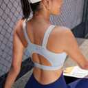 RUNNING GIRL High Impact Sports Bras for Women,Racerback Running Bra Workout Crop Tank Tops Longline Sports Bra Push up (Gray, M)