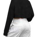 Avanova Women Off The Shoulder Crop Tops Long Sleeve T Shirts Oversized Loose Tee (Small, Black)