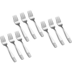 Pimoys 9 Pieces Toddler Forks Kids Fork, Kids Silverware Stainless Steel Childrens Safe Flatware Metal Baby Utensils Set Small Forks for Self Feeding, Dishwasher Safe