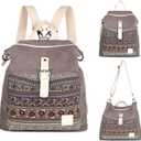 Backpack Purse Women Girls Canvas Backpack/Rucksack Convertible Shoulder bag Casual Daypack (Gray)
