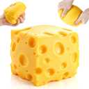 3 x Cheese Squishy, 7cm Squeeze Fidget Toys Squishies Stress Balls for Stress Relief Stocking Stuffers Birthday Gifts Party Favors for Kids Adults Teens Boys Girls Class Prizes(2.75 inch)- 1 Pcs