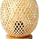 Bamboo Woven Rattan Table Lamp Farmhouse Style Bedside Atmosphere Lamp Bedroom Bedside Table Lamp Study Room Decoration Table Lamp Warm Atmosphere Decoration Bedside Lamp
