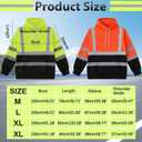 Coume 2 Pcs Hi-vis Hoodie for Men Class 3 High Visibility Sweatshirt Reflective Hooded Hood for Safety Hoodie (XL)