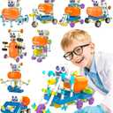 SMILESSKIDDO 50-in-1 Robot Kit, 438 Pcs DIY Educational Science Kit, Multiple Model STEM Toys, Building Experiment Toys for Ages 6-13 Boys Girls, Ideal Gift for Christmas, Holidays (8025E)