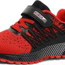 KUBUA Kids Sneakers for Boys Girls Running Tennis Shoes Lightweight Breathable Sport Athletic (Red)  4 Big Kid
