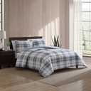 Eddie Bauer - Queen Comforter Set, Crisp & Tailored Cotton Percale Reversible Bedding, Lightweight 3 Piece Bed Set with Matching Pillowcases (Alder Blue/Grey)