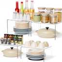 Yakaly Acrylic Cabinet Shelf Riser Set of 4, HeavyDuty Kitchen Organizers with NonSlip Pads, Clear Countertop Spice Shelves for Pantry Storage & Cabinet Decor