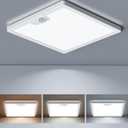 12in Motion Sensor Ceiling Light Wired, 3000K 4000K 5000K Selectable, 24W Flush Mount Square Motion Ceiling Light with 3 Timer for Closet Porch Stairs Hallway, White