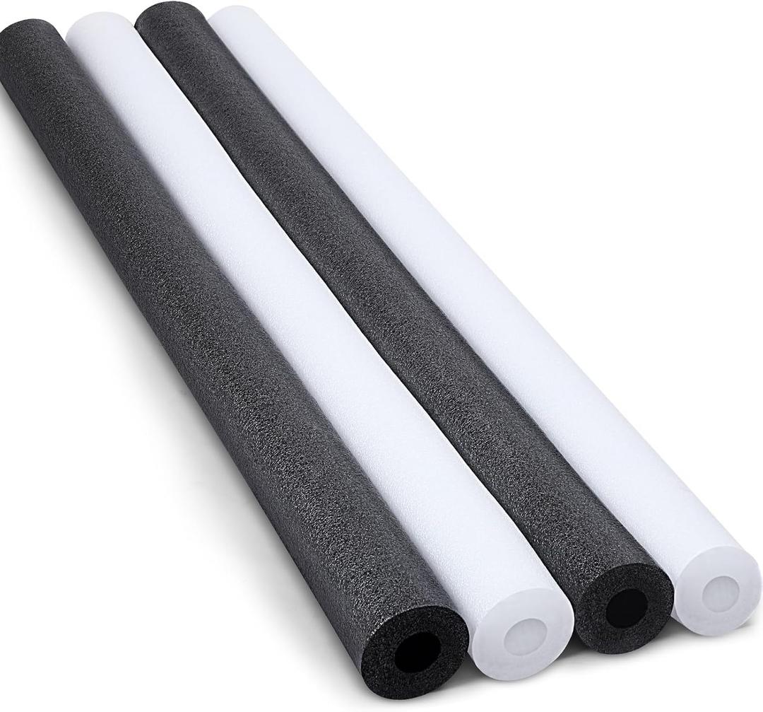 Hanaive 4 Pack 55 Inch x 3.5 Inch Jumbo Pool Noodles Floating Pool Noodles Foam Tube Extra Large Hollow Swim Noodles Floats Heavy Duty for Adults Swimming Craft Projects (Black, White)