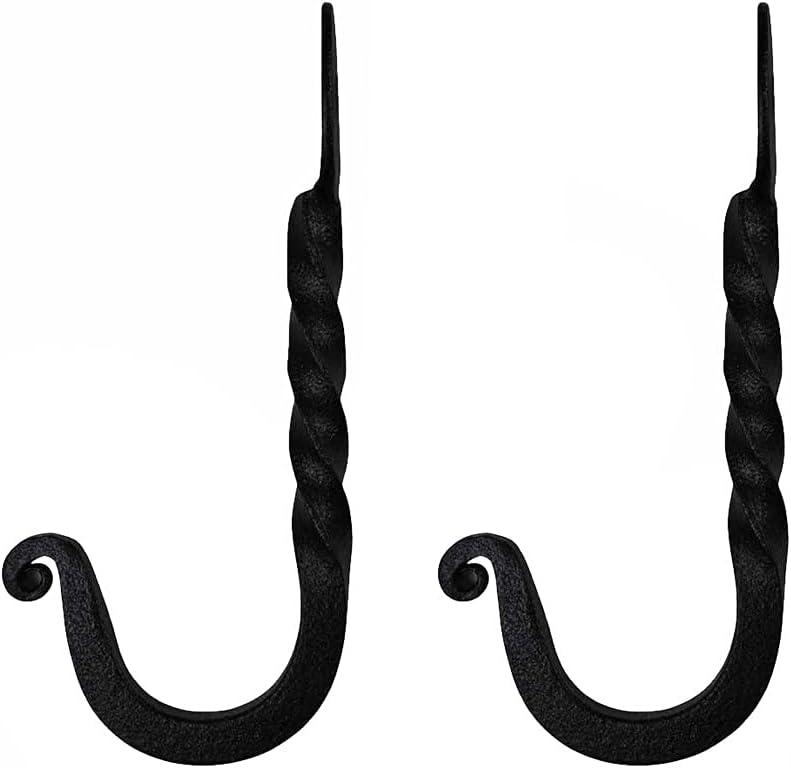 Set of 3 Hand Forged Twisted Shape -Wrought Iron Coat Hooks Wall Art Decor-Twisted Shape Hangers and Key Holder-Clothes Rack and Backpack Hanger-Coat Hooks Home Decor for Storage, Living Room