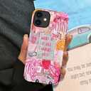 Compatible with iPhone 15 Plus,Anti-Scratch Frosted Case Cover,Pink Zebras Collage