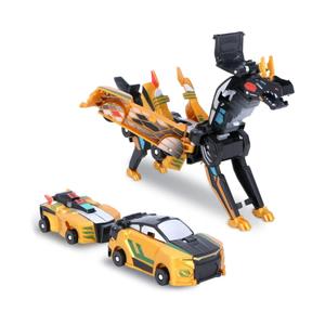 2-in-1 Transformation Dinosaur Car Toy - Magnetic Collision Robot Cars for Kids | Exciting Transforming Play for Boys & Girls | Ideal Birthday (Golden Dragon)