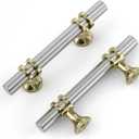 homdiy 25 Pack Kitchen Cabinet Handles Brushed Nickel Cabinet Pulls 3 Inch Silver Gold Modern Hardware for Dresser Bathroom (3in Hole Centers)