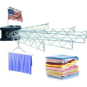 Stromberg Carlson Extend-A-Line 35" Long Versatile Swing Arm Drying Rack and Clothes Hanger with Swinging Towel Bar and Folding Clothes Hanger for RVs, Motorhomes, Campers & Home