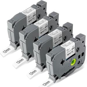 TZE-231 Compatible Label Tape Replacement for Brother TZe-231 TZ-231 Laminated P Touch Label Maker Tape, Black on White,for Ptouch PTD210 PTD220 PTH110 PTH111 PTD400,0.47" x 26.2'(12mm x 8m),4 Packs