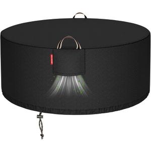 2 x [2026 Upgraded 900D Fabric] Outdoor Fire Pit Cover for 48-50 inch Fire Pit, 900D Heavy Duty Waterproof Patio Table Cover with Air Vent,Handle & Tightening Drawstring, 50"Dia x 24"H-Black