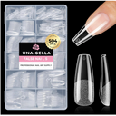 UNA GELLA Long Coffin Nail Tips, 504pcs PreShape Fake Nails Half Matte Full Cover Acrylic Gel Nail Tips Clear Long Coffin Press On Nails Home DIY Extension 12 Sizes Gelly Tips