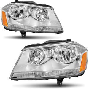ELH Headlight Assembly Fit For 2008-2014 Dodge Avenger 2008 2009 2010 2011 2012 2013 2014 08 09 10 11 12 13 14 Dodge Avenger Headlamp Avenger Chrome Housing Amber Reflector