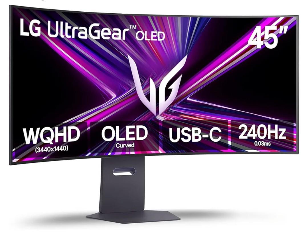 LG Ultragear 45GX900A-B 45" OLED Curved Gaming Monitor – WQHD, 240Hz, 0.03ms, G-SYNC, FreeSync, USB-C PD 65W, HDMI 2.1, DCI-P3 98.5%