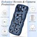 teloxy Designed for iPhone 15 Case, Magnetic [Curly Wavy Edge] Shockproof Protective Durable Slim Translucent Matte Anti-Fingerprint Phone Case, Dark Blue
