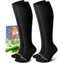 Cotton Compression Socks for Women Men - 2 Pairs 20-30mmHg Circulation Grid Arch Support Socks, Breathable (L, Black)