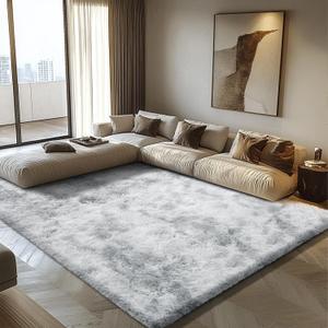 Shag Area Rug for Bedroom 7x5,Fluffy Area Rugs for Living Room,Soft Fuzzy Rug Non-Shedding Indoor Plush Carpet for Kids Bedroom Nursery Dorm Home Decor,Mottling Grey