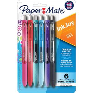 Paper Mate InkJoy Pens, Gel Pens, Medium Point (0.7 mm), Assorted, 6 Count