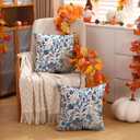 DFXSZ Fall Pillow Covers 18x18 inch Set of 2 Fall Decoration Blue Pumpkin Maple Leaf Decor Autumn Outdoor Pillow Cover Thanksgiving Decoration for Home Couch TH146B18