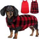 ASENKU Dog Winter Coat, Fleece Doggie Jacket Plaid Reversible Vest Waterproof Windproof Cold Weather Clothes for Small Dogs(Red S)