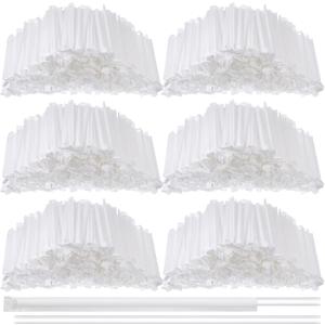 Hoolerry 1500 Pcs Plastic Straws Disposable Individually Wrapped Drinking Straight Long Straws, 0.24" Wide, for Hot and Cold Beverages (8 Inch)