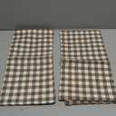 CARRIE HOME Brown Gingham Checkered Throw Pillow Covers 18x18 Set of 2, Neutral Modern Farmhouse Dark Brown Khaki Outdoor Pillows 18 x 18 for Porch Patio Furniture (No Pillow Inserts)