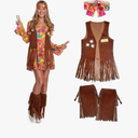 Morph Short Hippie Costume for Women, 70s Women Halloween Costume, Retro Hippie Outfit, Festival Attire, M