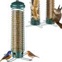 Bird Feeders for Outdoors Squirrel Proof, Hanging Bird Feeder for Outside, Metal Hanging Bird Seed Feeders for Wild Cardinal Finch Sparrow Blue Jay, 3.9LBs Large Capacity, 4 Ports, Chew-Proof