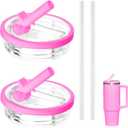 30 oz Replacement Lid for Stanley Quencher Tumbler with Handle, 2 PCS Spill Proof Lid Accessories Fit, Leak-Proof Splash Resistant Replaceble Cover Cap for Stanley, (Pink)