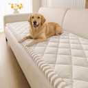 Smiry Fuzzy Couch Cover for Dogs, Non Slip Washable Pet Sofa Cover, Scratch Proof Hair Resistant Plush Sofa Slipcover, Pet Friendly Couch Cushion Protector for Cat, White, 27.6" x 88"