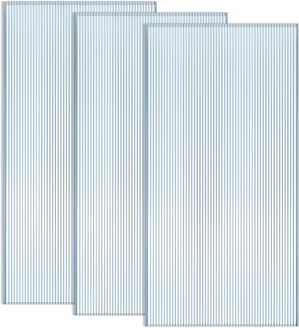 Hotop 3 Pcs Polycarbonate Greenhouse Panels Double Layer Polycarbonate Panels Waterproof UV Protected Sheet Corrugated Plastic Roof Greenhouse Replacement Cover (4' X 2' X 0.24")