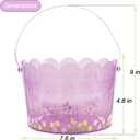 Zcaukya Easter Buckets for Egg Hunt, Set of 3 Clear Kids Easter Baskets with Handles, Empty Plastic Easter Pails for Easter Party Favors, Green, Blue, Purple