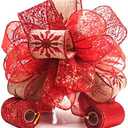 CT CRAFT LLC Red Snowflake Christmas Tree Topper Bow 11" with 4 Ribbon Streamers x 3 Yards Long Each for Holidy Elegant Fancy Home Décor Indoor