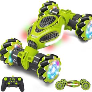 Gesture Sensing RC Stunt Car, Remote Control 2.4GHz 4WD Hand Controlled Car Toys for Boys and Girls Age 6-12, 360 Rotating Drift RC Cars with Lights and Music, Ideal Birthday and Christmas Xmas Gift (Green)