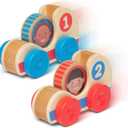 Melissa & Doug GO Tots Wooden Race Cars (2 Cars, 2 Disks) Stacking Toys For Infants, Hand Push Vehicles, Wooden Car Toys For Toddlers Ages 1+  FSCCertified