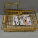 2 Tier Fruit Basket for Kitchen Counter with 2 Banana Hangers, Countertop Metal Fruit Bowl with Wooden Handle, Large Storage Stand for Vegetables, Snacks, Breads, Produce Storage  Gold