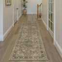 3x8 Washable Runner Rug Brown Vintage Non Slip Soft Low Pile Hallway Kitchen Rug Distressed Oriental Carpet for Laundry Bathroom Bedroom Living Room Home Decor