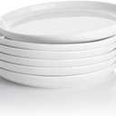 Sweese 7.4 Inch Porcelain Dessert Plates, Set of 6 - Stackable, Microwave Oven Safe - White