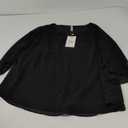 Neineiwu Womens Casual Scoop Neck Loose Top 3/4 Sleeve Chiffon Blouse Shirt Tops, Black, XL