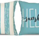 DFXSZ Summer Pillow Covers 20x20 Inch Set of 2 Outdoor Pillow Covers Daisy Throw Pillow Covers Hello Sunshine Sweet Summer Time Cushion Case Summer Outdoor Decoration for Farmhouse Sofa Home Car Couch (Blue)