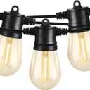 SUNTHIN Outdoor String Lights, 96FT Patio Lights with 32 LED Shatterproof Bulbs, Hanging for Outside, Garden, Backyard, Deck, Porch, Fence, Bistro, Pool, Party (Black)