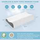 Memory Foam Pillows 2 Pack Neck Pillow - Neck Support Pillow for Pain Relief, Ergonomic Cervical Pillow for Sleeping, Orthopedic Contour Bed Pillow for Side, Back, Stomach Sleepers, White