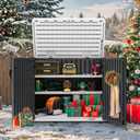 YITAHOME Outdoor Resin Storage Sheds with X-Shaped Lockable Door, 39 in Height Lockable Waterproof Horizontal Shed w/o Shelf, Easy to Assemble Shed Storage for Garden Tools, Dark Gray